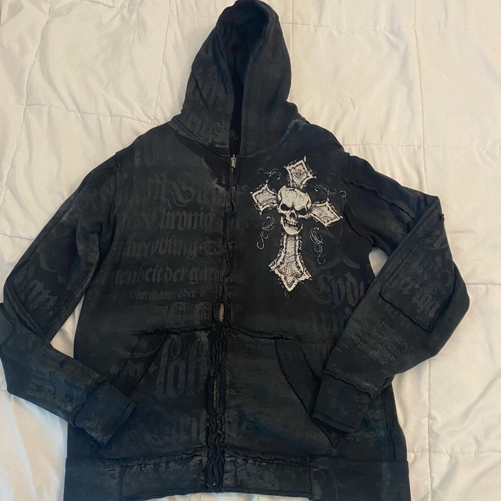 Black affliction zip up size L